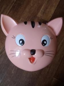 Детская настольная лампа в виде розового котика - фото 2